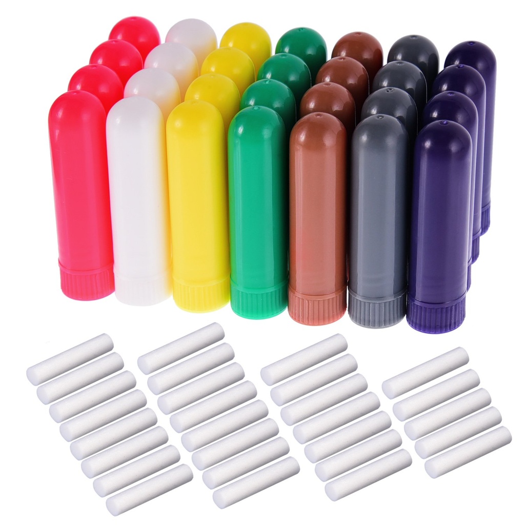 eBoot 28 Sets Essential Oil Aromatherapy Nasal Inhalers Tubos Recarregável Inhaler Stick, 7 Cores, com Wicks