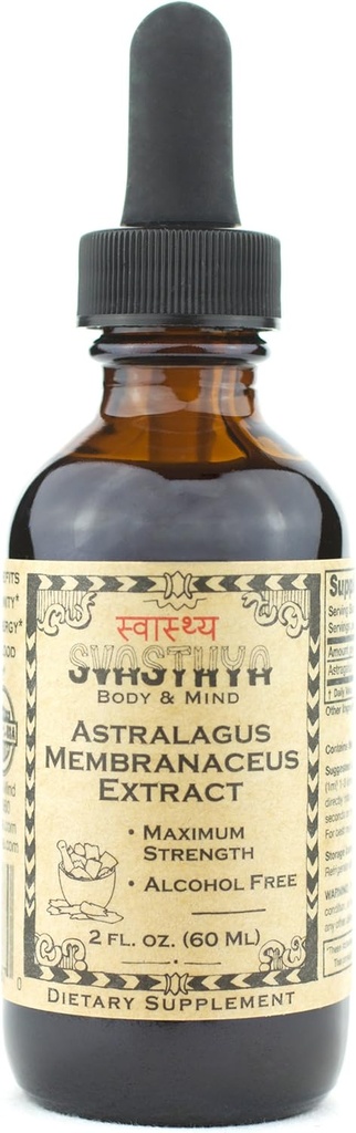 SVASTHYA CORPO & MIND Astragalus Membranaceus Extrato Líquido - Aumenta Sistema Imune & Clareza Mental, Cura Natural & Alívio de Estresse, Made In the USA, GMP, 2 onças