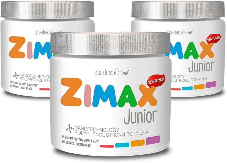 ZIMAX Junior Super ANTIOXIDANT para Crianças e Adolescentes Entre 4 e 16 anos - 100% Natural com Vitamina c, Magnésio e Vitamina d3 - Alta Absorção Curcumina, Ginger + Mineral