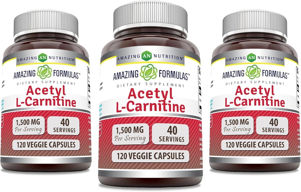 Fórmulas surpreendentes Acetil L-Carnitina 1500 Mg Por Servindo Cápsulas Veggie Suplemento