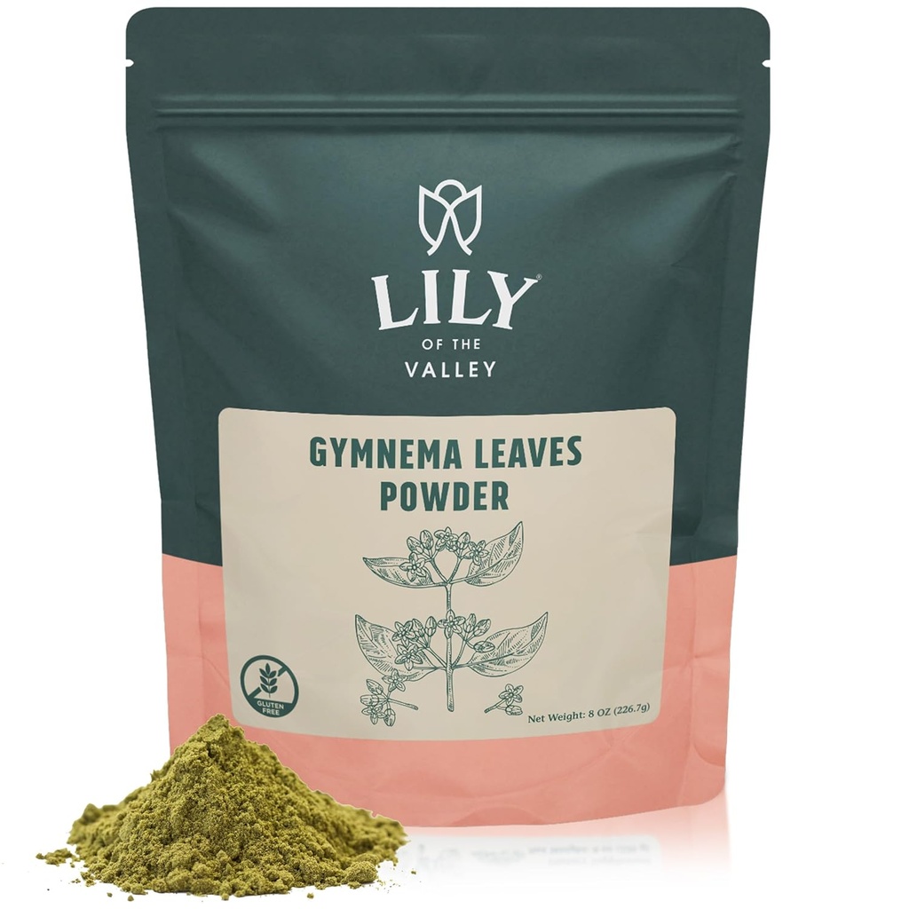 LILY DO VALLEY Gymnema Sylvestre Folha de Pó - Herbal Gurmar Pó - Vegan & Gluten-Free - Embalado em Resealable Pouch (8 onças, 226g)