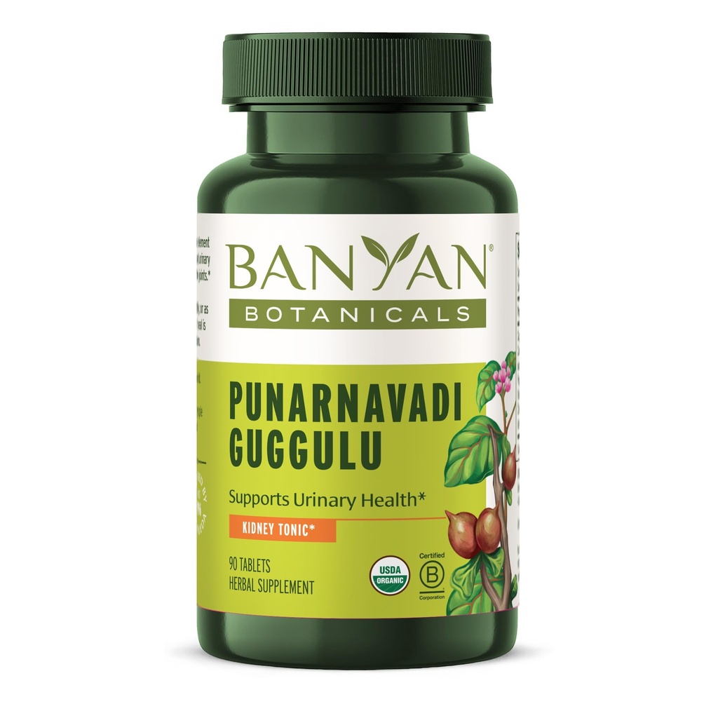 Banyan Botanicals Organic Punarnavadi Guggulu Tablets – Suplemento Orgânico Conjunto – Suporta função saudável dos rins e sistema urinário* – 90 Tablets – Não-GMO Fonte sustentável Vegan*