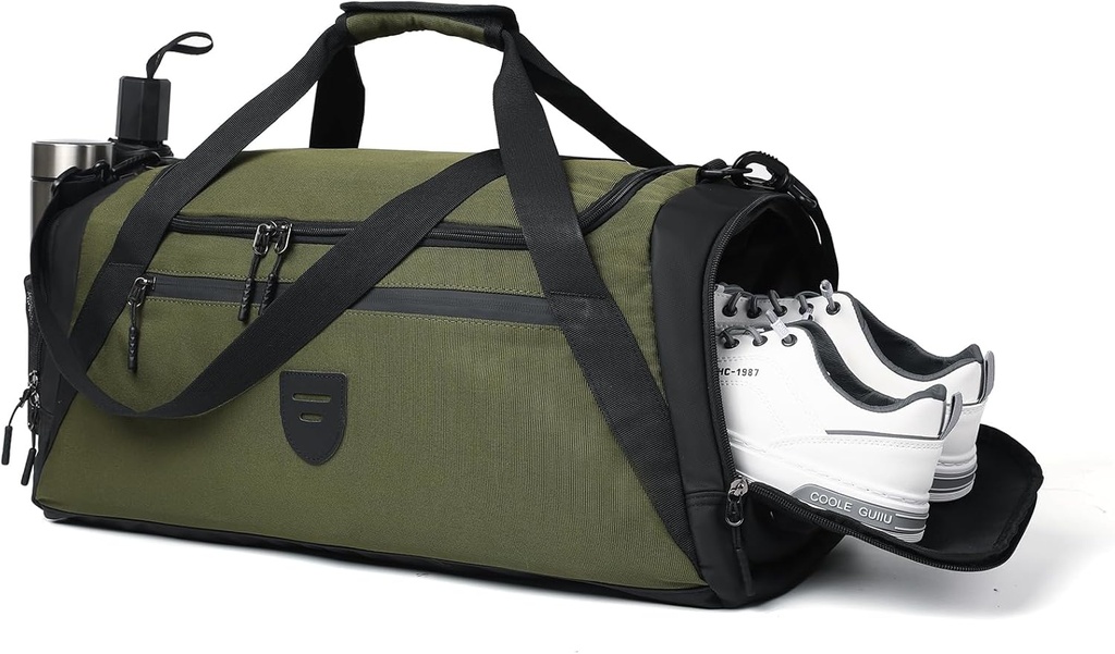 Bolsas de Duffle para homens e mulheres, Bolsa de Duffle grande para homens viagem, Fim de semana Overnight Bag com calçado Compartimento & Pocket molhado, Esportes resistentes à água Bolsa de Duffle saco A-TD-003-Green