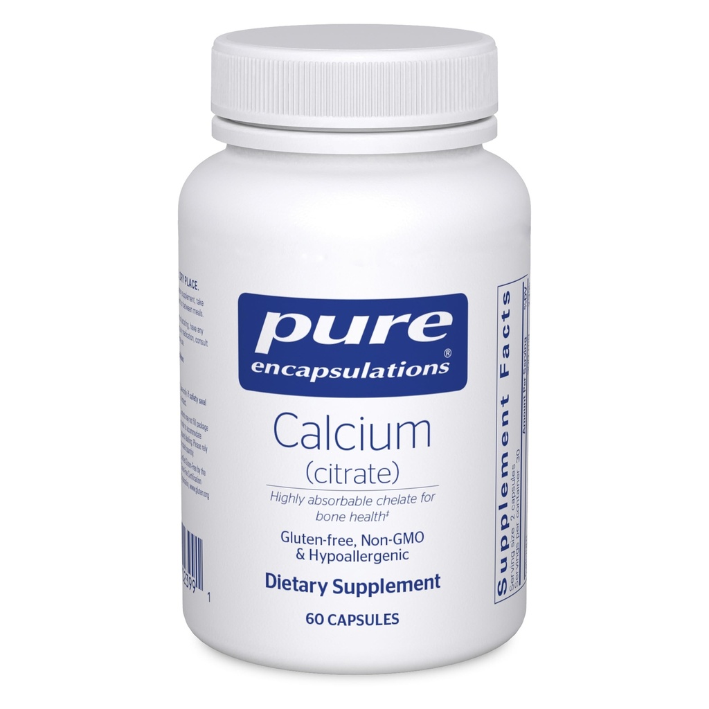 Encapsulamentos Puros Cálcio (Citrato) - Suplemento para Apoio à Saúde Óssea, Dentes, Colón e Cardiovascular* - com Citrato de Cálcio Premium - 60 Cápsulas