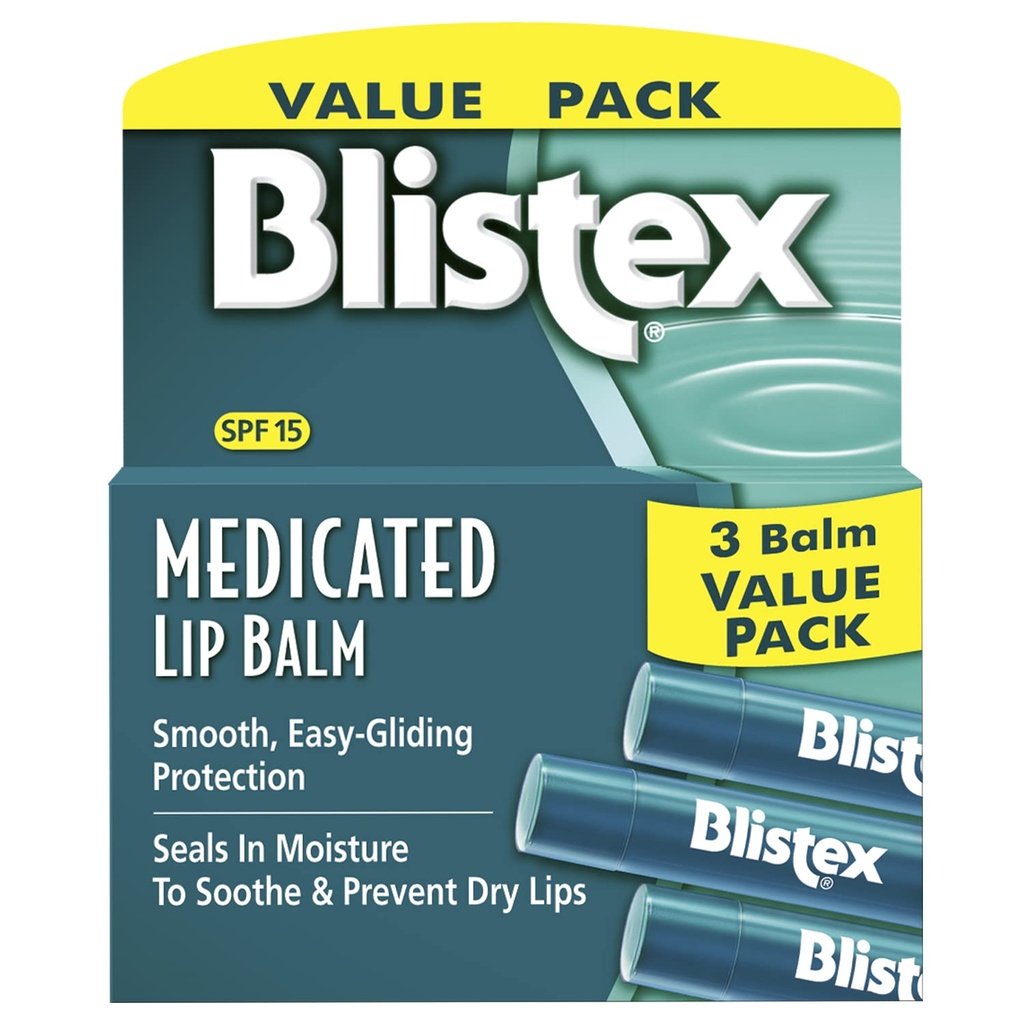 TheraTears Dry Eye Therapy Eye Drops, 1,0 Fl Oz e Blistex Medicated Lip Balm, 0.15 Ounce, 3 Count SPF 15 Sun Protection Lip Balm Bundle