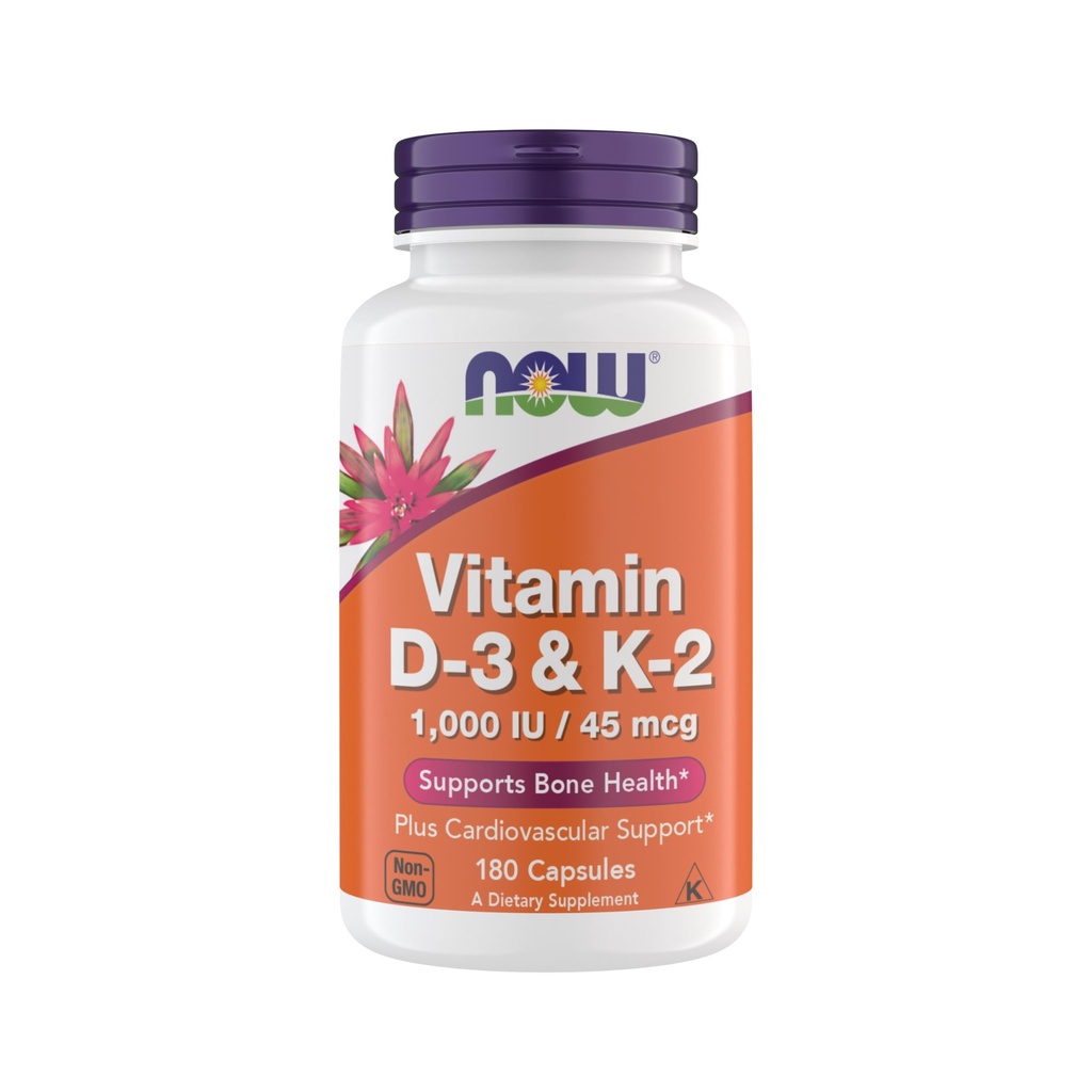 Agora Suplementos Vitamina D3 K2, 1.000 UI/45 mcg, Suporte Cardiovascular, Suporta Saúde Óssea, 180 Cápsulas Vegetarianas - Vegan, Glúten Livre, Kosher