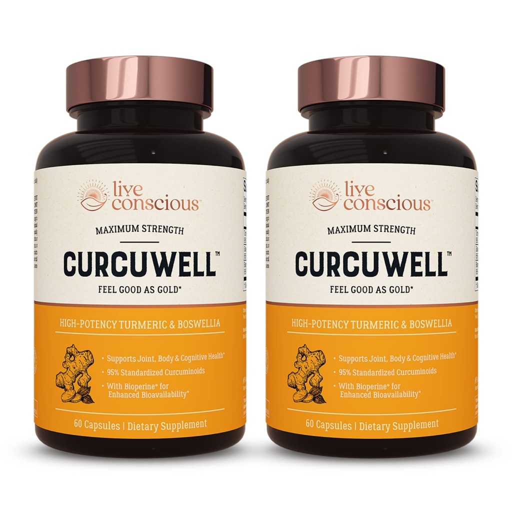 CurcuWell Consciente ao Vivo - Curcumin e Boswellia Misturar o máximo de força junta, corpo e suporte cognitivo - 60 dias de fornecimento (2-Pack)