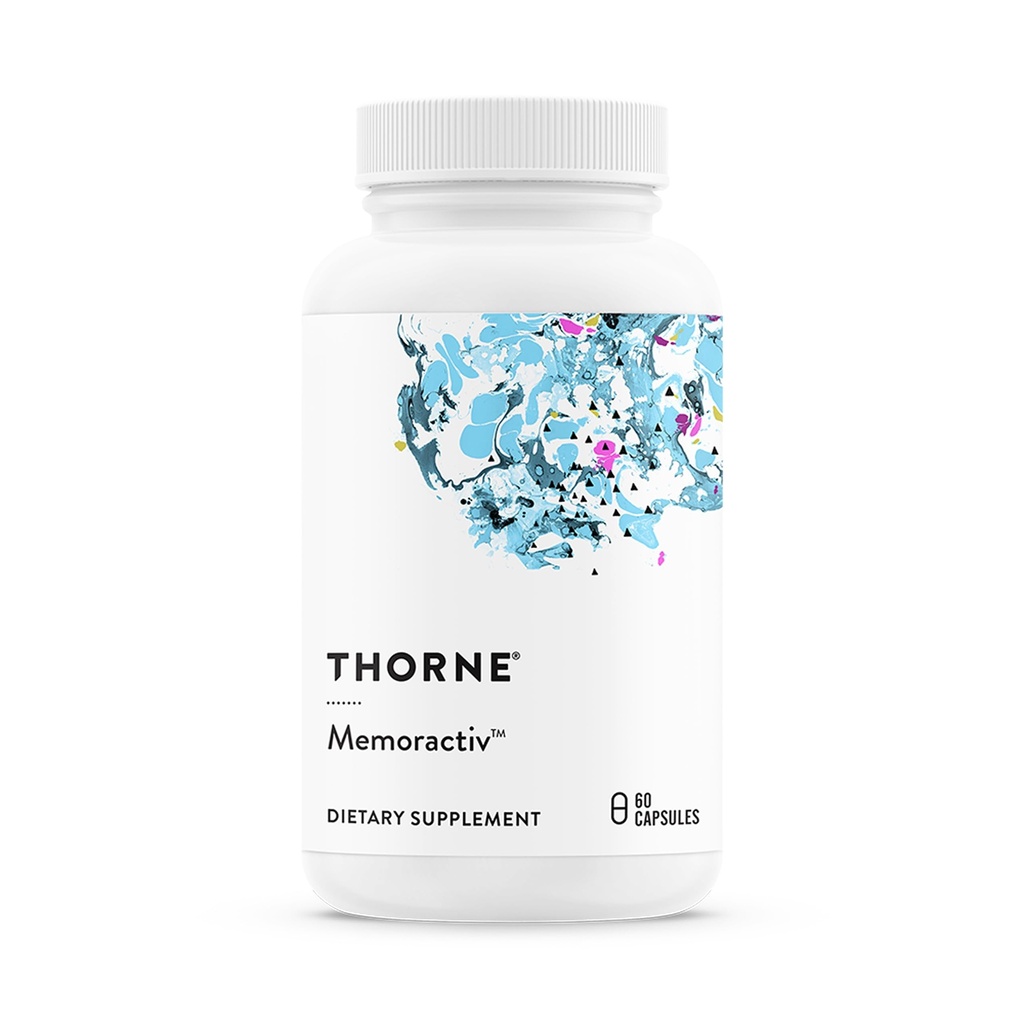 THORNE - Memoractiv - Suplemento Cerebral Nootrópico para Foco, Criatividade e Concentração - Ashwagandha, Ginkgo, Lutemax, Bacopa, Pterostilbene - Sem Glúten, Livre de Leite* - 60 Cápsulas - 30 Servimentos