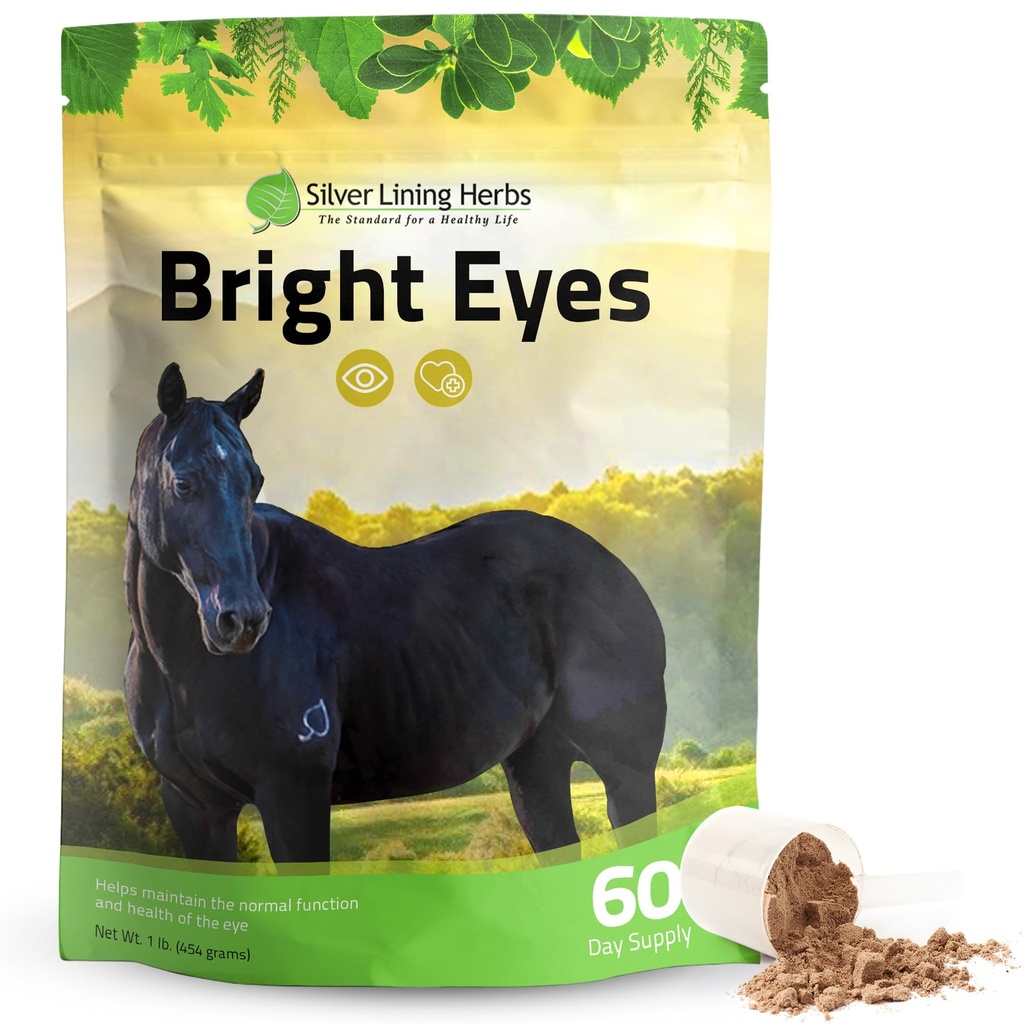 Silver Lining Herbs Bright Eyes Vitaminas - Cavalos Suplementos Olho para apoiar a saúde capilar, grande visão, & Saúde geral dos olhos - Vegetais com base em ervas Horse Supplements - 1 lb 60-Day Supply