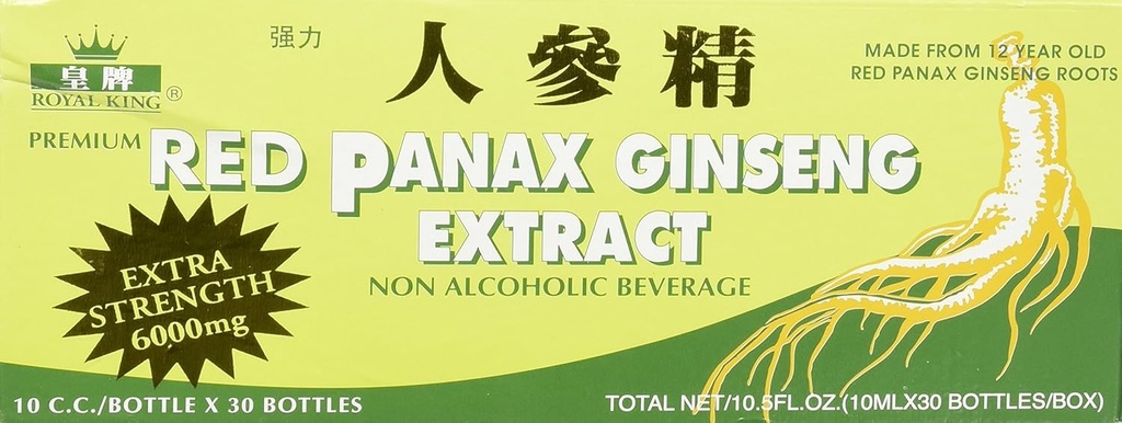 Royal King Red Panax Ginseng Extract 6000mg, 0.33 Fl Oz (Pacote de 30)