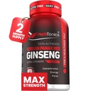 Herbtonics coreano vermelho Panax Ginseng 1500mg - Suplemento de energia para o desempenho de pico, foco e vitalidade - alta potência Ginseng raiz Extrato - 120 Cápsulas Vegan