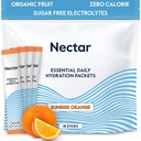 Pacotes de Hidratação Néctar - Eletrólitos em Pó - Sem Açúcar ou Calorias - Eletrólitos líquidos de fruta orgânica diariamente IV Pó para Alivio de Desidratação e Reidratação Rápida (Pacote 18 Laranja)