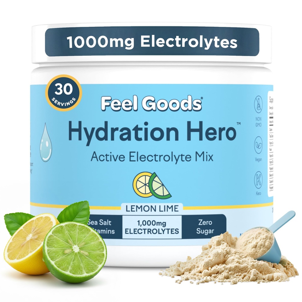 Sentir o herói da hidratação dos bens, 1.000mg Electrolytes Pó, Livre de açúcar, Magnésio, Aloe Vera orgânica, Aloe orgânico, L Theanina, Vitamina C & B12, Não OGM, Keto, Vegan .