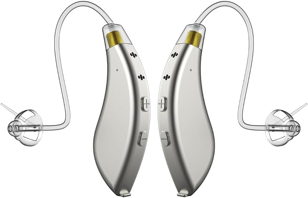 Aparelhos auditivos programáveis BlaidsX Pro para adultos com aplicativo móvel, teste auditivo e cancelamento de ruído, aparelhos auditivos para idosos com canais Bluetooth, Dual Mic e 48 DSP