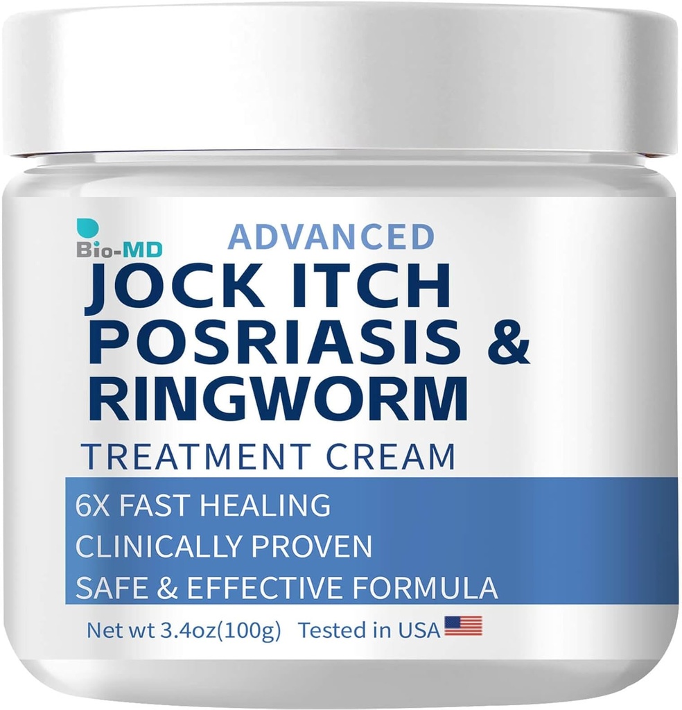 Bio-MD Jock Itch Cream, Jock Itch Cream Força extra para homens e mulheres, Psoríase Creme, Tratamento de minhocas para humanos, Comichão Creme - poderoso e rápido alívio