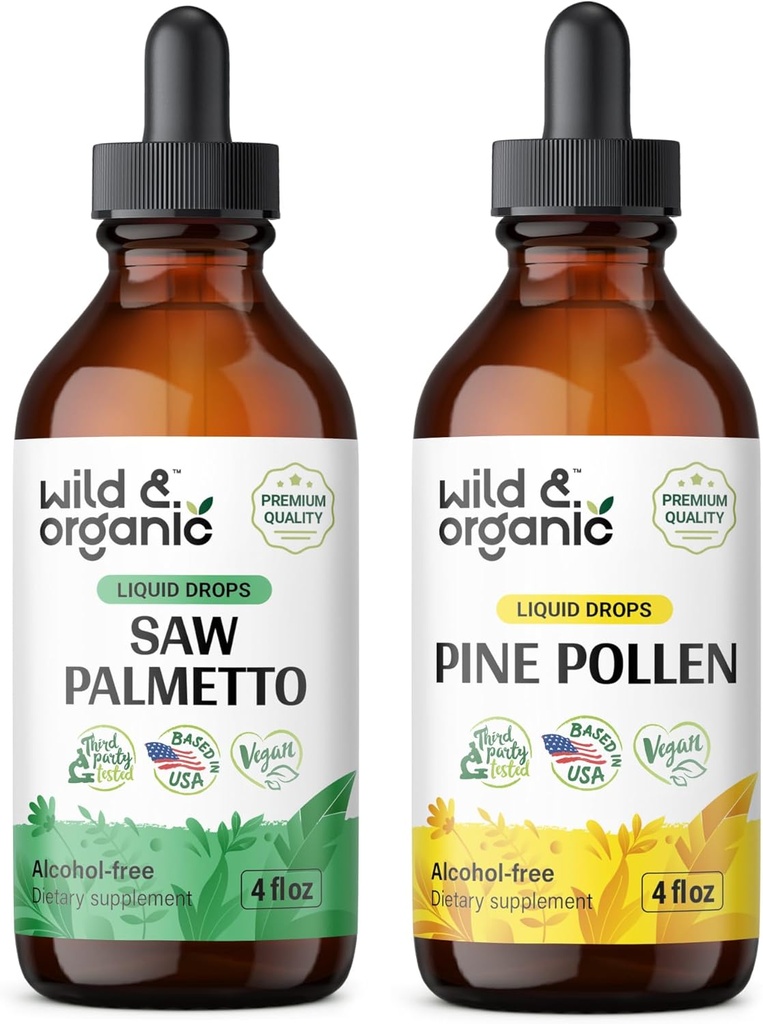 Serra selvagem e orgânica Palmetto Tintura 4 fl oz & Pine Pollen Tintura 4 fl oz