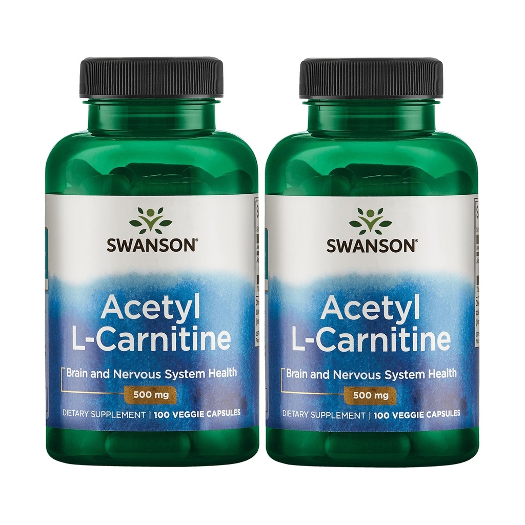 Swanson Acetil-L-Carnitina - Suplemento Aminoácido Promovendo Saúde Cognitiva e Apoio Músculo - Fórmula Natural Pode Promover a Saúde do Sistema Nervoso - (100 Cápsulas Veggie) (2 Embalagem)