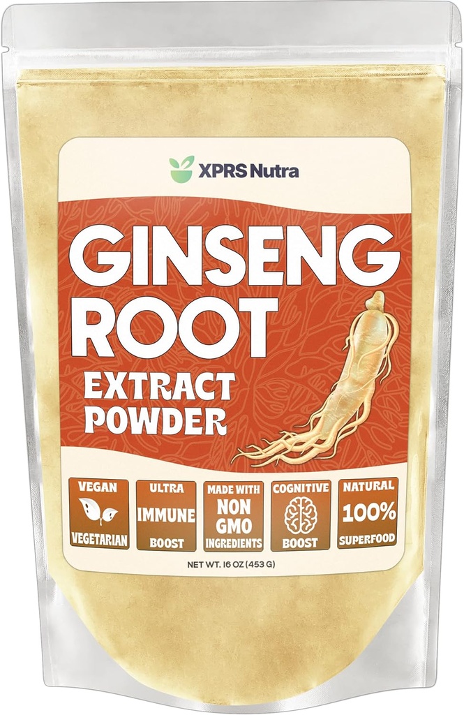 XPRS Nutra Ginseng Raiz Extrair Pó - Ginseng Pó suporta função cognitiva, desempenho físico, e sistema imunológico - Vegan amigável Panax Ginseng em forma de pó (16 Ounce)