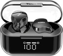 TOZO T18 fones de ouvido sem fio Bluetooth Auscultadores 5.3, IPX8 Waterproof Ear Buds, 4 Mic Clear Call Long Playtime com LED Digital Display Charging Case, Stereo Bass Sound 32 personalizado EQ via APP