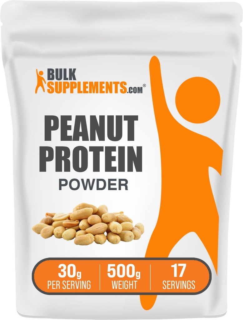 BulkSupplements.com Proteína de amendoim em pó - Farinha de proteína de amendoim, sem glúten, 30g por serviço, 500g (1.1 lbs) (Pacote de 1)