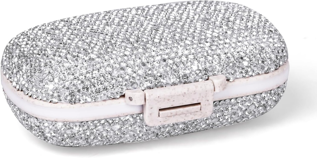 1Pack Travel Pill Organizer, 8 Compartimentos Caixa de pílulas portátil, Caixa de pílulas pequena para bolsa de bolso Portable Medicine Vitamina Container (Sparking Silver)