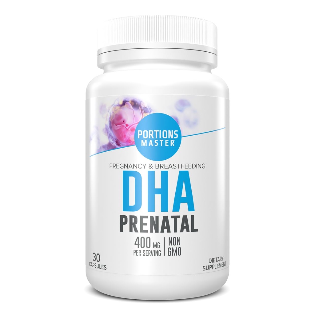 Porções Mestre DHA Pré-natal, Renatal Omega-3 Suplemento com 300 mg DHA, Suporta Desenvolvimento do Cérebro Fetal e Olho, Gravidez e Nutrição Aleitamento, Não-GMO, Sem Glúten (30 Softgels)