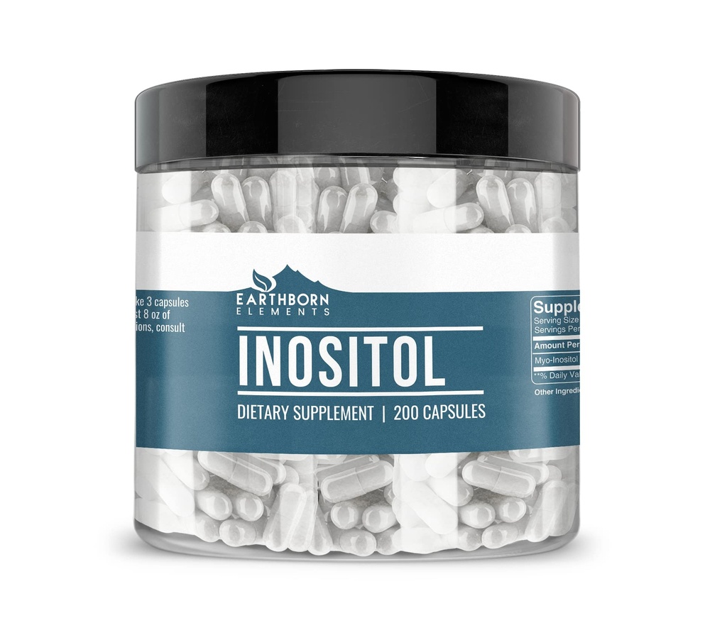 Elementos nascidos da Terra Inositol 200 Cápsulas, Puro & Undiluted, Sem aditivos