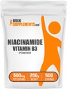 BulkSuplementos.com Niacinamida Pó - Vitamina B3 Pó, Niacinamida Suplemento, Niacinamida 500mg - B3 Vitaminas para a pele, sem glúten, 500mg por serviço, 250g (8,8 oz) (Pack of 1)