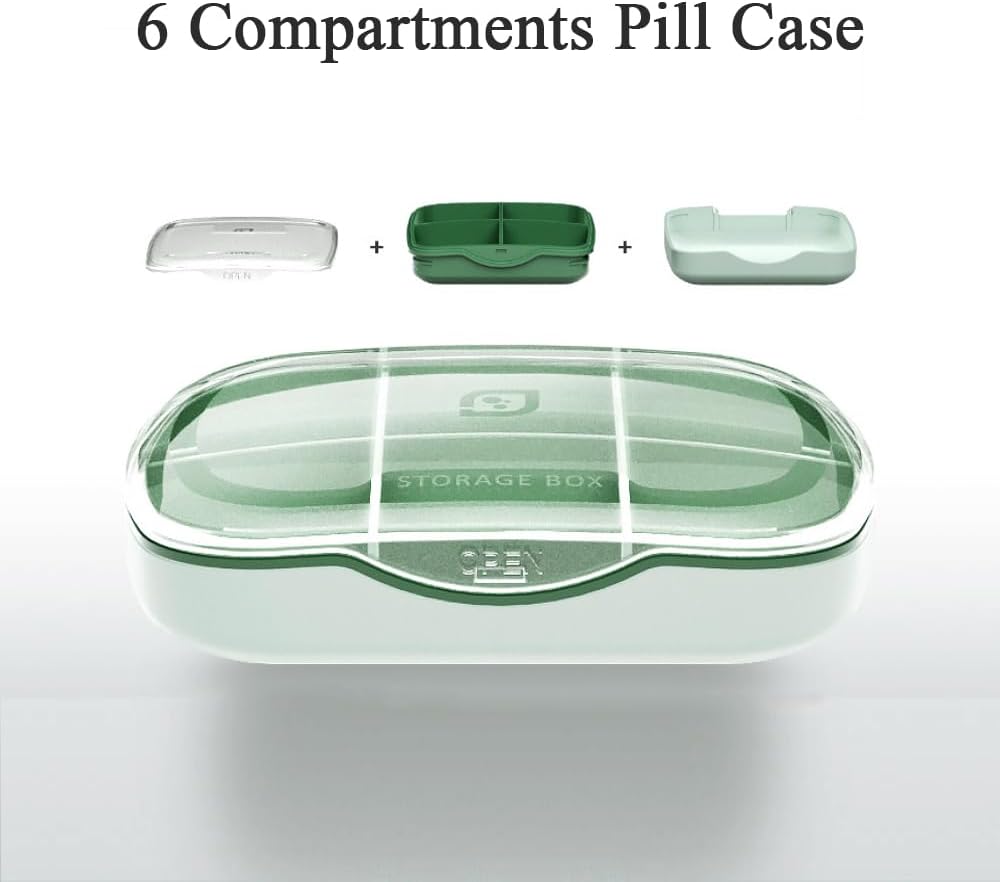 Caixa de organizador de pílulas de viagem, 6 Compartimento Weekly Medicine Caso lembrete para bolso de bolsa, recipiente de farmácia diária, dispensador titular de medicamentos para óleo de peixe, vitamina, óleo de fígado de bacalhau, Suplemento
