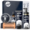 Kit de crescimento de barba - Mobiuty Kit de cuidados de barba masculina com ingredientes naturais, inclui lavagem de barba, óleo de barba, condicionador de barba, bálsamo de barba e pente de barba, conjunto de presentes para pais marido namorado