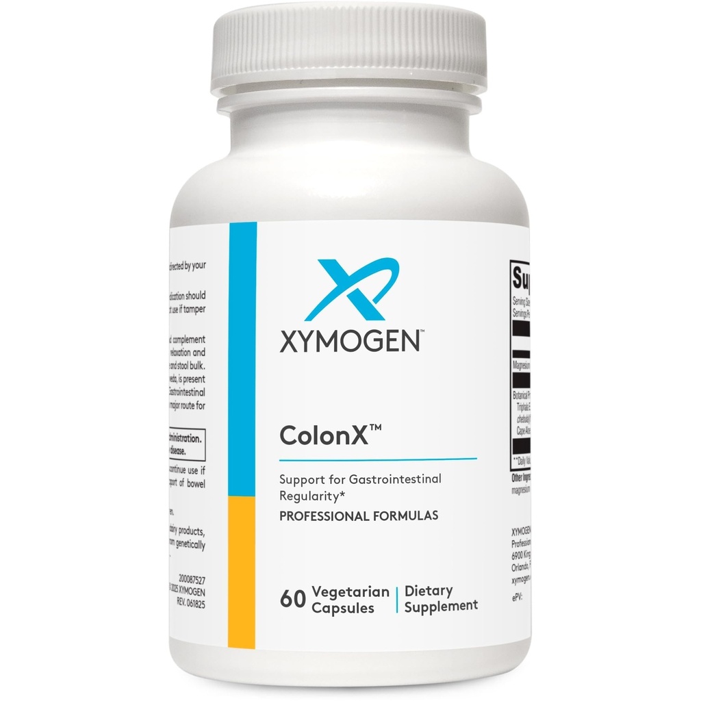 XYMOGEN ColonX - Suporta Motilidade GI, Tool Bulk, Digestão, Assimilação e Eliminação - Suplemento Triphala com Citrato de Magnésio, Cabo Aloe (60 Cápsulas)