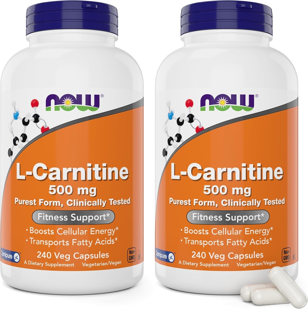 Now Foods L-Carnitine 500 mg, 240 Veg Caps (Pacote de 2)