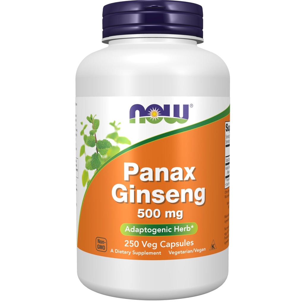Now Foods Supplements, Panax Ginseng (Root) 500 mg, Herb Adaptogenic*, 250 Veg Cápsulas