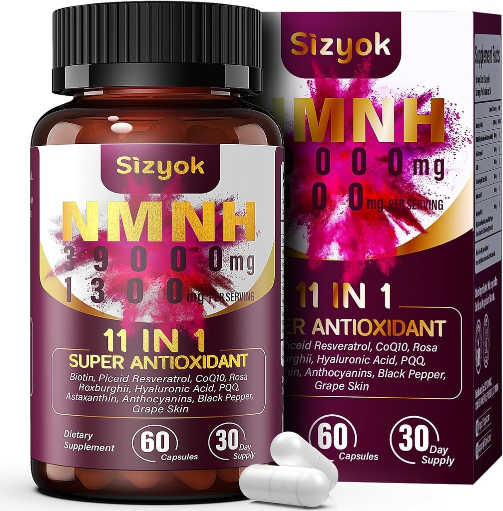 NMNH Supplement (Dihidronicotinamida Mononucleotídeo) 600mg - Boost NAD com Resveratrol, 123456789