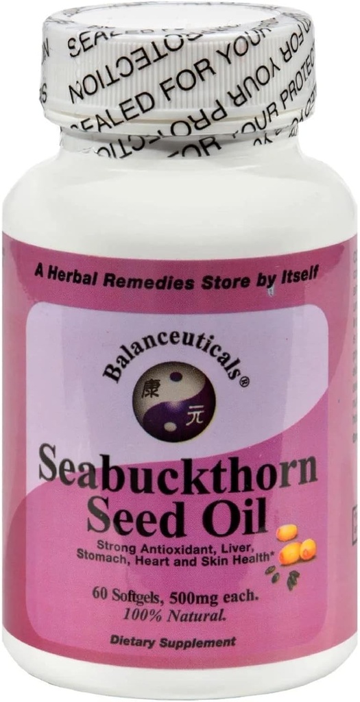 Seabuckthorn Seed Oil, 500 mg Suplemento dietético Softgels, 60-Conde garrafa