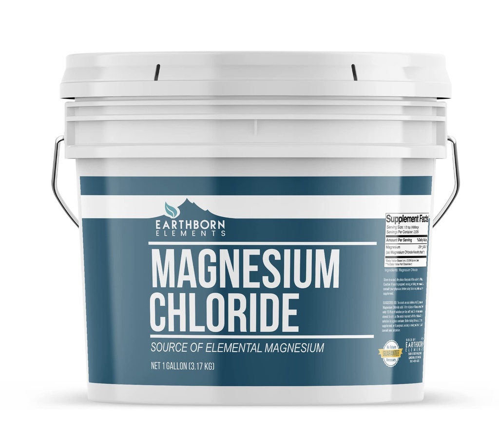 Elementos nascidos da Terra Cloreto de magnésio (1 Galão), Suplemento dietético, Grande Fonte de Magnésio Elemental