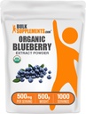 BulkSuplementos.com Extrato de mirtilo orgânico em pó - Suplemento Extrato de mirtilo, Apoio antioxidante - Vegan & Gluten Free, 500mg por serviço, 500g (1.1 lbs) (Pacote de 1)