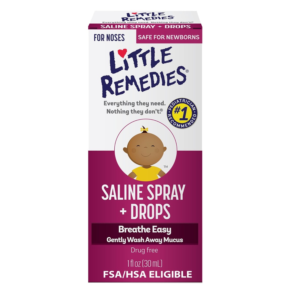 Poucos remédios narizes gotas de spray salino, 1 Fl Oz