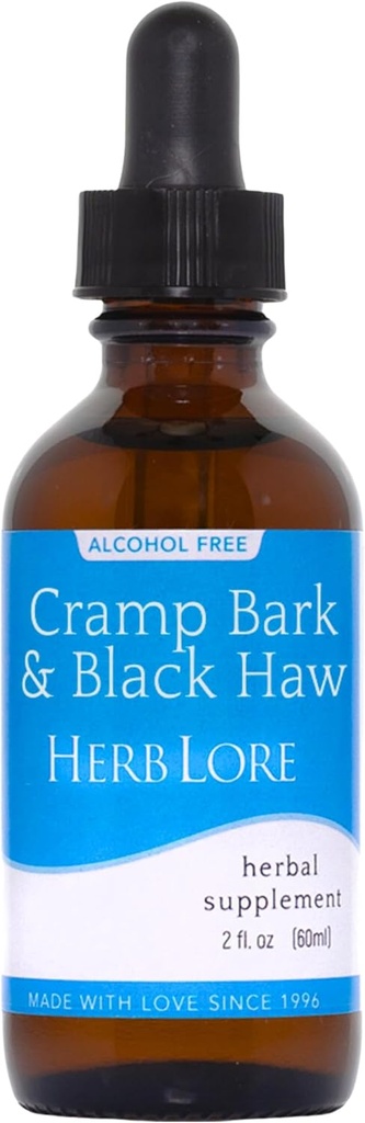 Herb Lore Cramp Bark & Black Haw Tintura – álcool livre líquido ervas menstruais Cramp Suplemento gotas para Cramps período, tensão muscular e suporte uterino (2 fl oz)