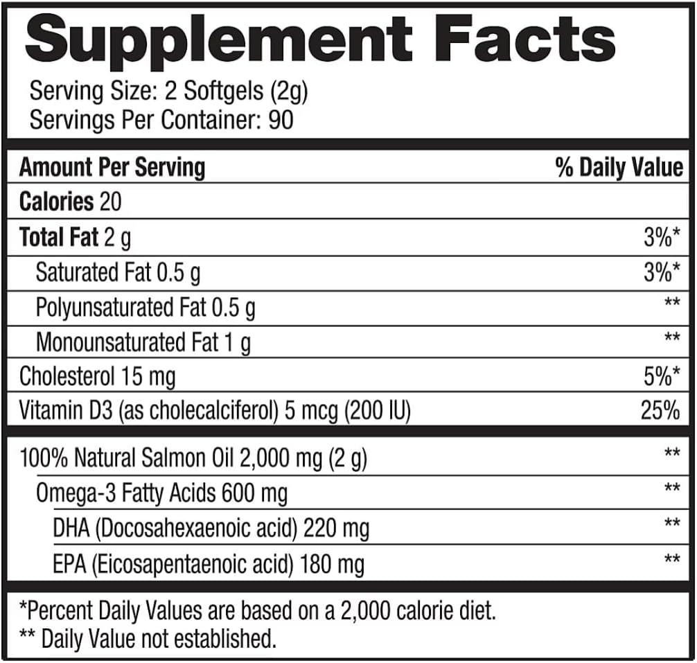 genérico Puro Alasca Omega-3 Wild Alaskan Salmon Oil 1000mg Softgels 180-Count