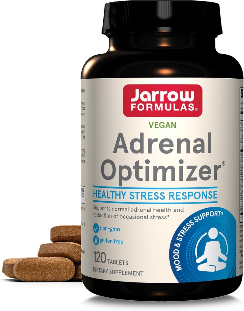 Jarrow Formulas Adrenal Optimizer - 120 Comprimidos - Suporta Saúde Adrenal, Renovação e Redução de Estresse - Combina 11 Nutrientes & Nutriceuticals - 60 Servimentos