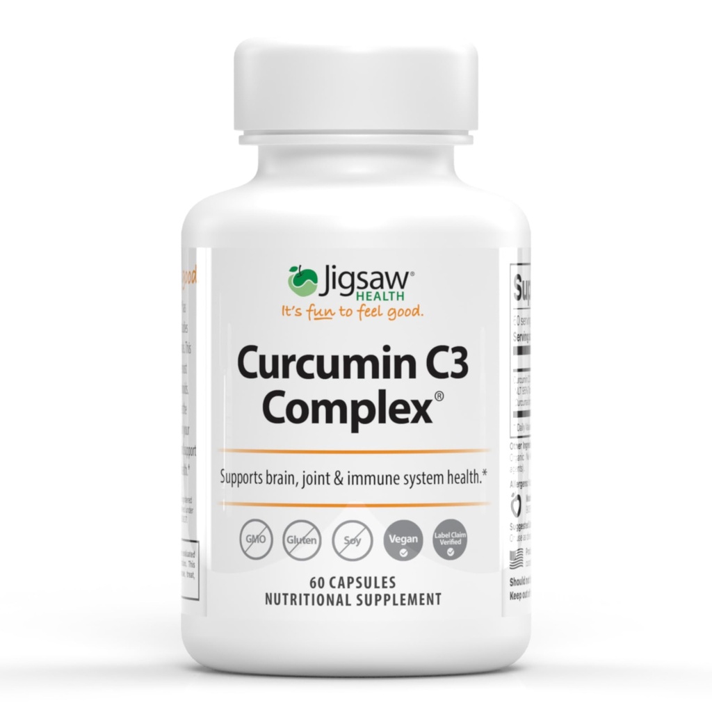 Jigsaw Saúde Curcumina C3 Complex Cápsulas Curcumina Antioxidante Suporte 60 Cápsulas