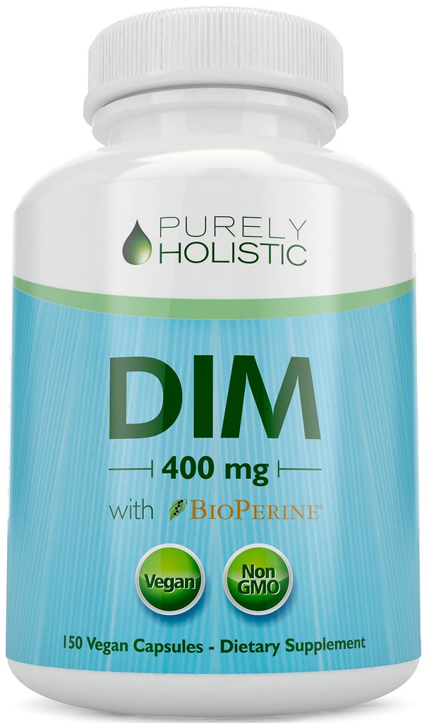DIM Suplemento 400mg Plus Bioperine - 150 Cápsulas Vegan - 5 Mês de Fornecimento - Equilíbrio Hormônio para Mulheres e Homens - Diindolilmetano de alta resistência