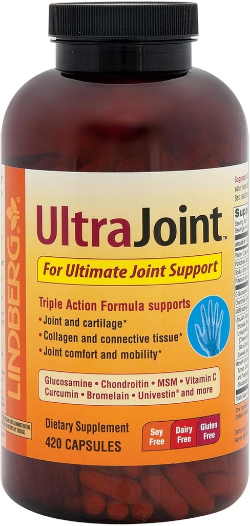 Ultra Joint Supplement 420 Cápsulas Fórmula de ação tripla Não-GMO, Gluten Free □ Por Lindberg