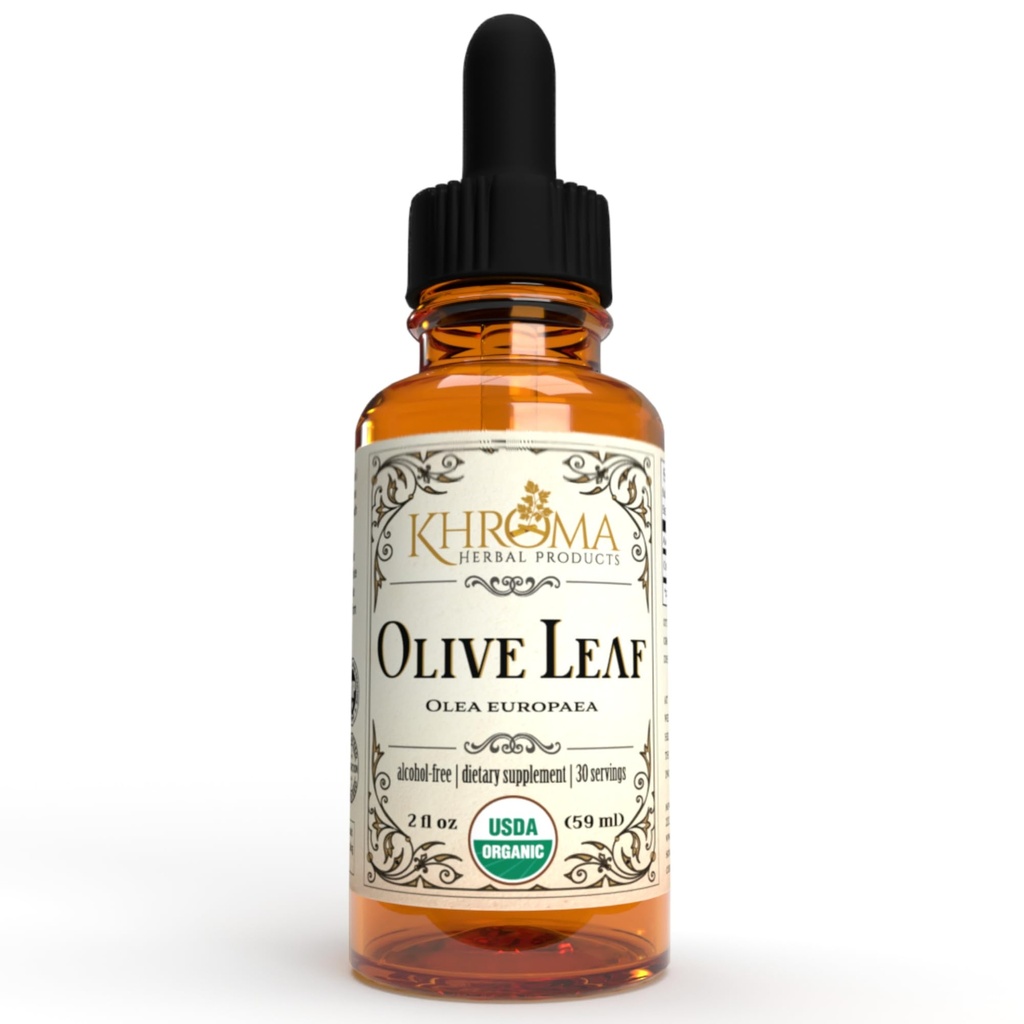 Khroma Herbal Products Olive Leaf Orgânico - 2 onças Líquido em uma garrafa de vidro - 30 Servings