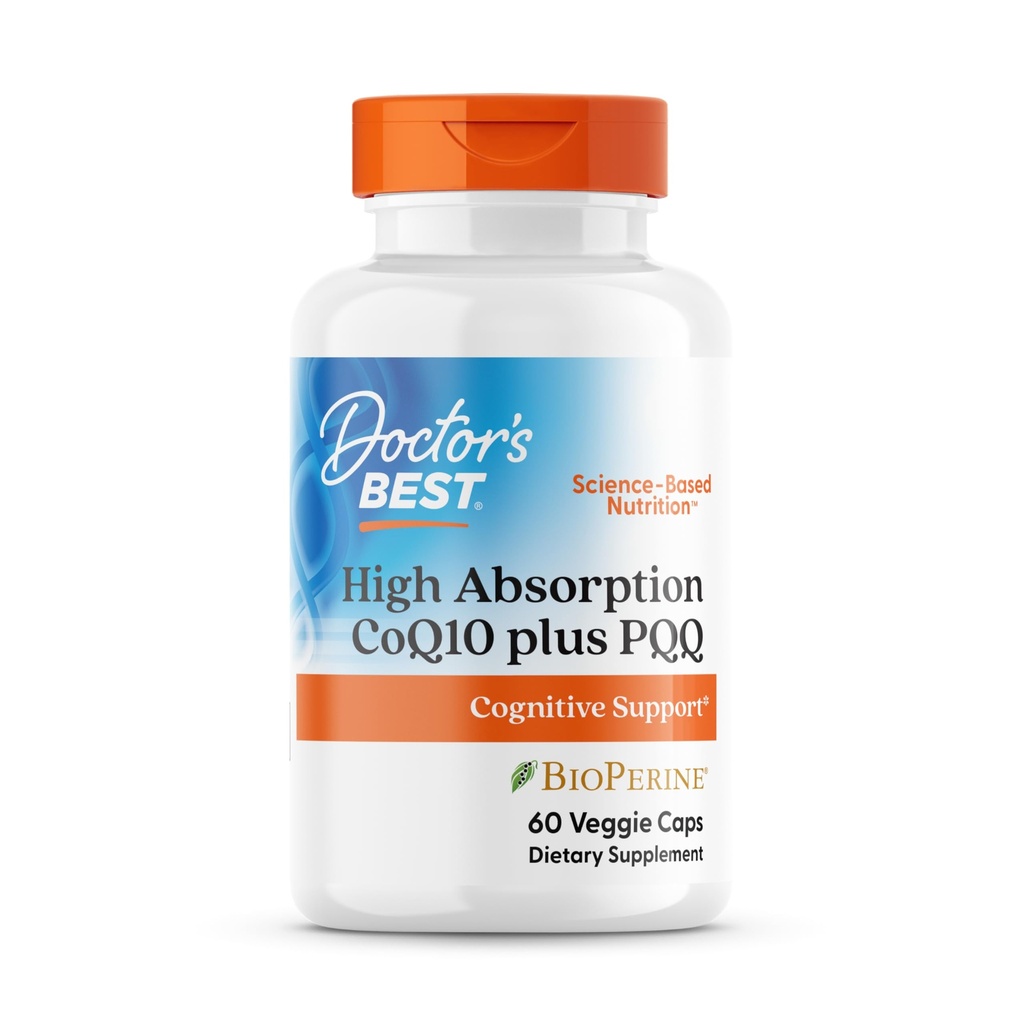 Médico melhor alta absorção CoQ10 Plus PQQ, Suporte cognitivo, USP verificado, CoQ10 naturalmente fermentado, Não-GMO, Gluten Free, Soy Free, Vegan 60 Veggie Caps