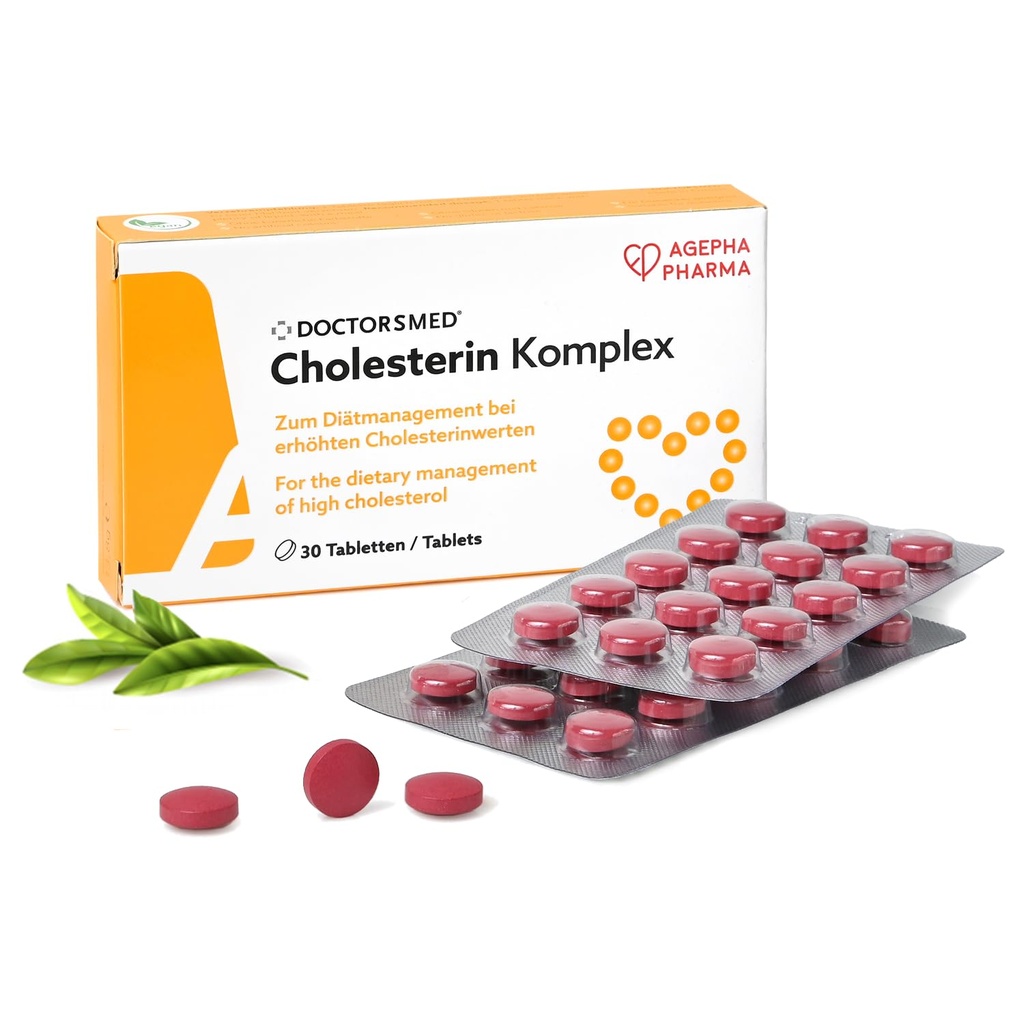 Cholesterin Komplex 30 Tablets Vegan Suplemento para manter os níveis de colesterol Extrato de arroz de levedura vermelha com Mônacolin K