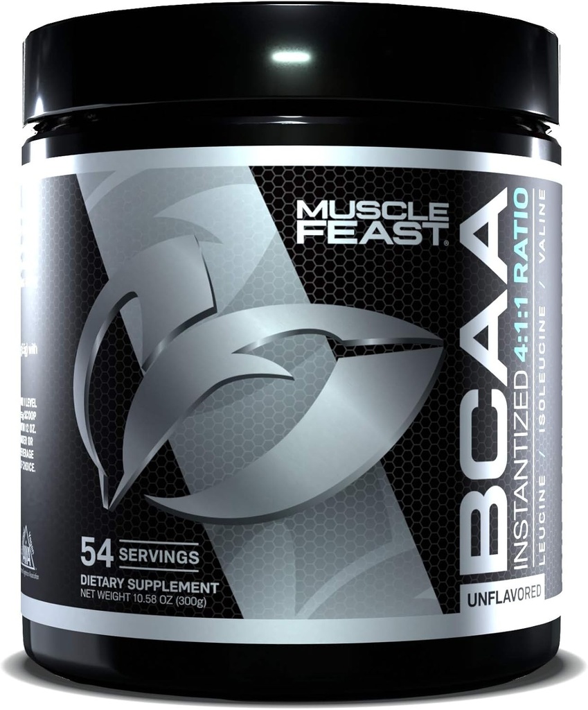 Festa muscular Vegan BCAA Pó 4:1:1 Razão Keto amigável açúcar Free pós treino Recuperação, sem sabor, 300g...