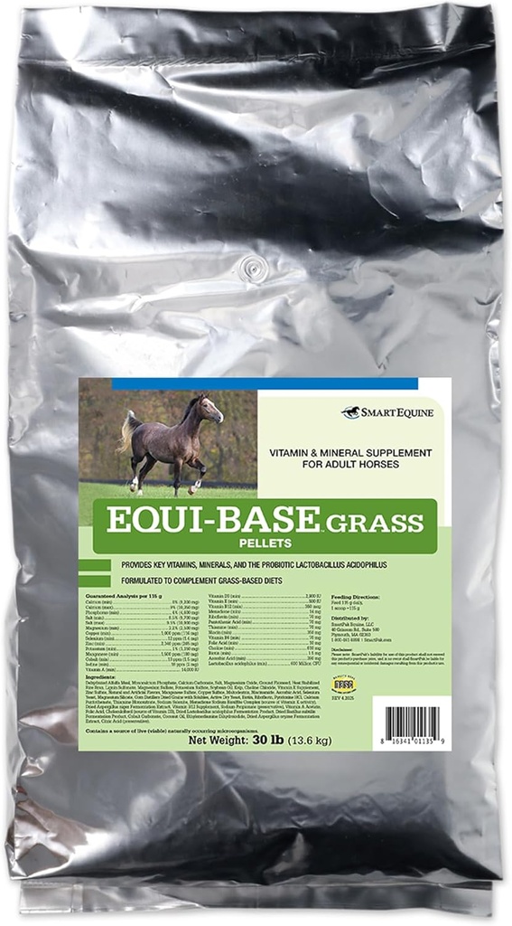 SmartEquine EquiBase Grass Pellets - Suplemento de Vitaminas e Minerais Horse, Balanceador de Forragem - Cavalos em Luz para Moderar o Trabalho