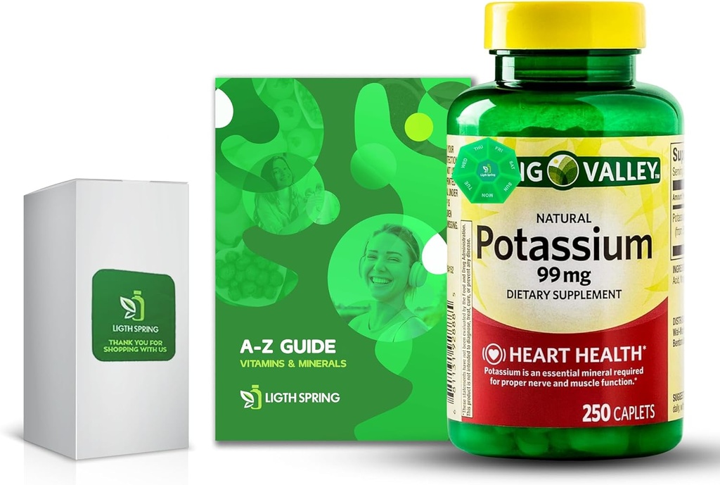 Potássio 99 mg, 250 Caplets Pacote com Vitaminas e Minerais exclusivos A a Z - Guia de Melhor Luz & Primavera